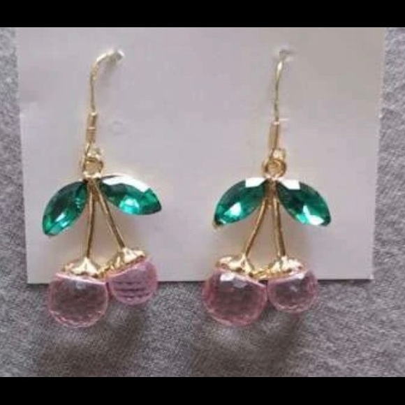 Anthro Pink cherry drop earrings - Picture 3 of 6